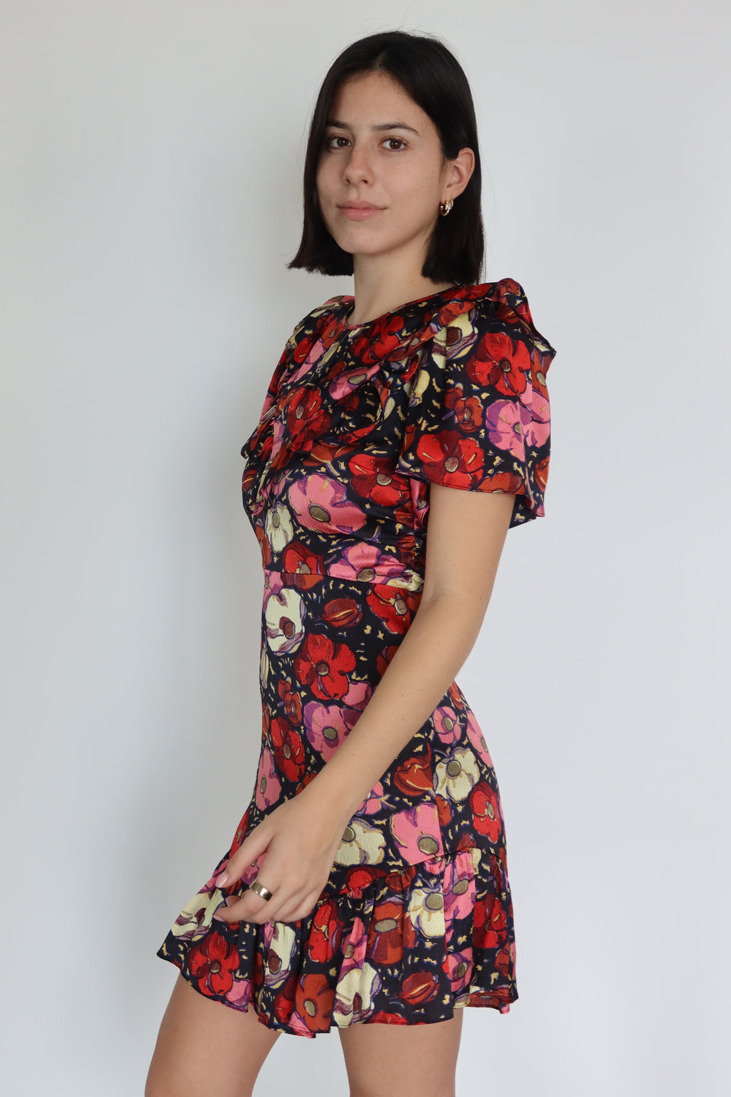 Cinq à Sept Floral Ruffle Mini Dress