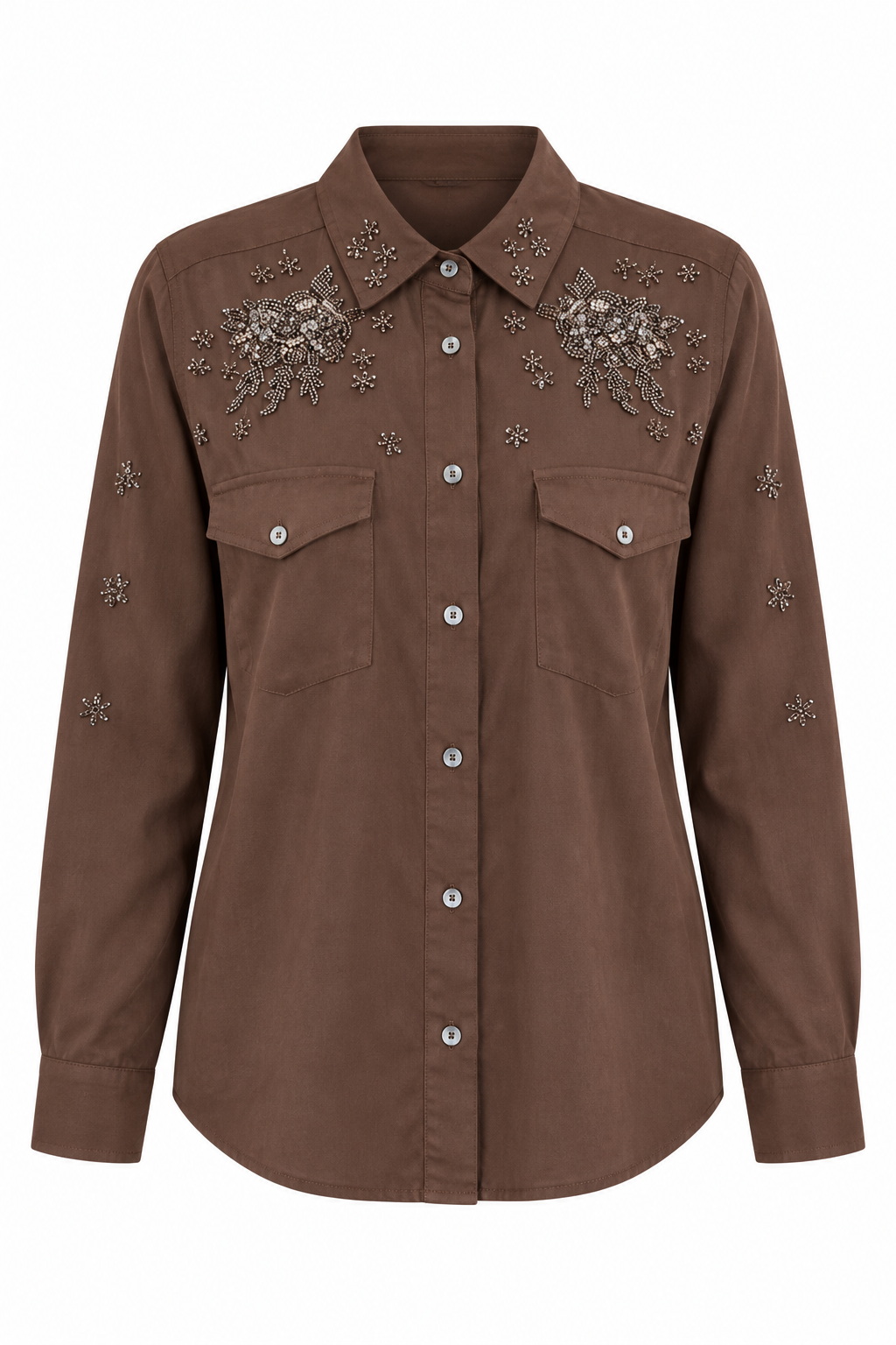 Camisa Marrón con Pedrería de The Kooples