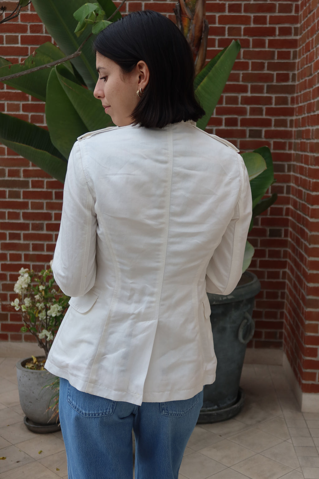 Blazer Blanco Estructurado de Burberry