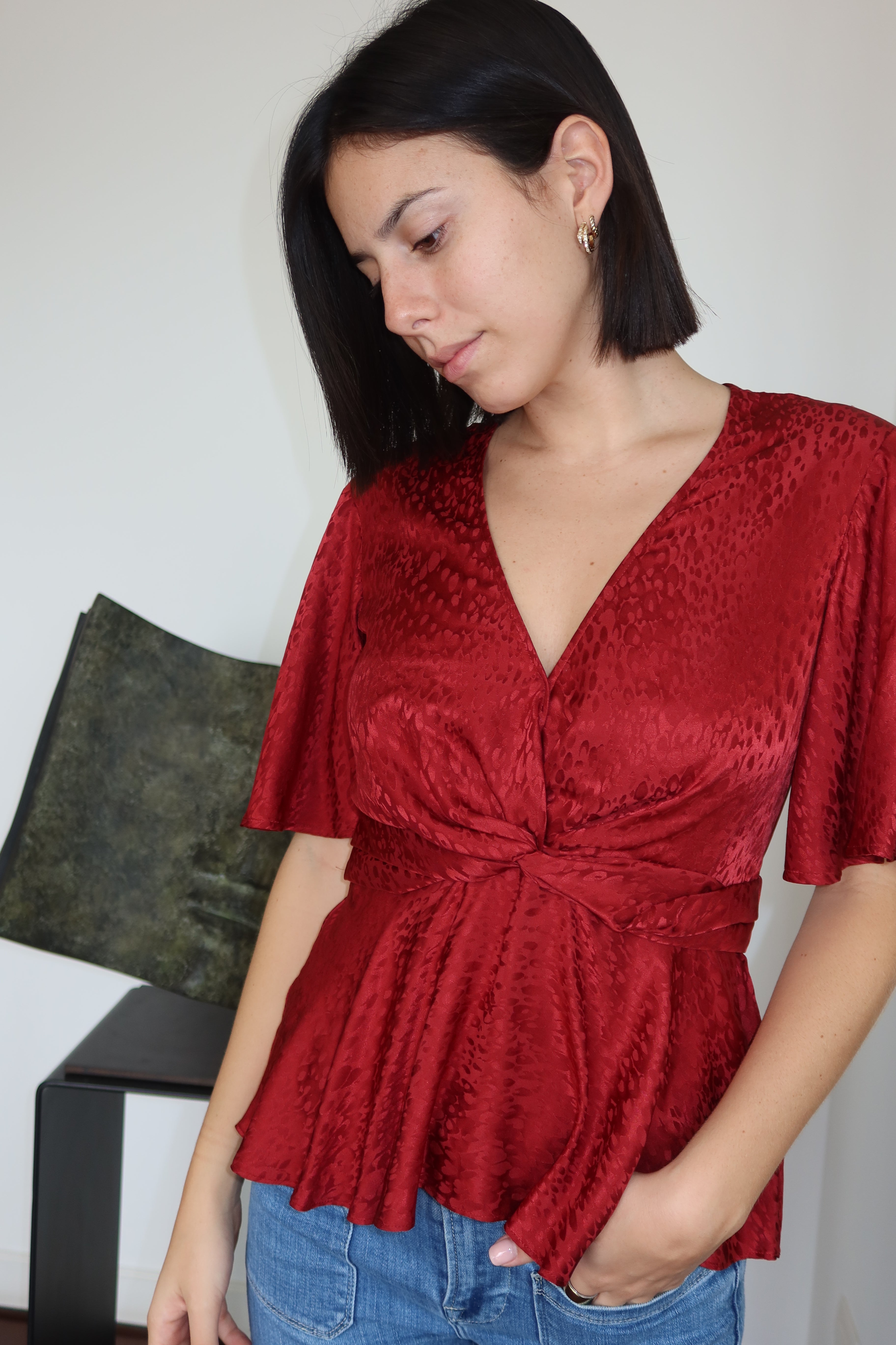 Blusa Satinada Roja de A.L.C.
