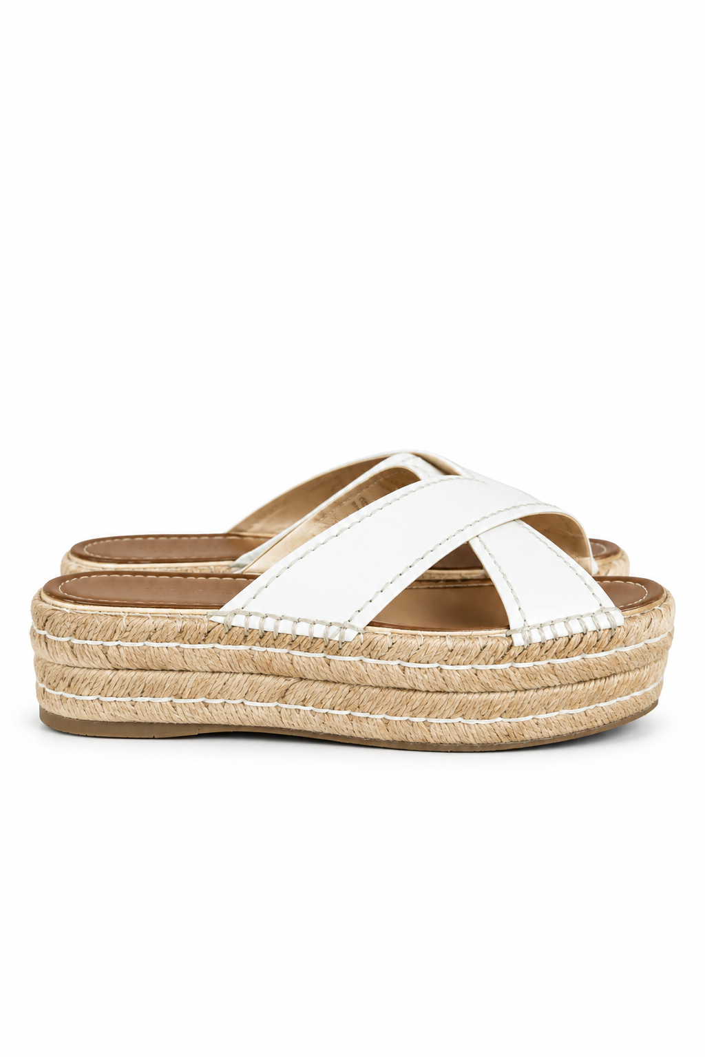 Prada White Leather Platform Espadrille Slides
