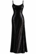 Vestido Largo Negro de Lentejuelas AllSaints