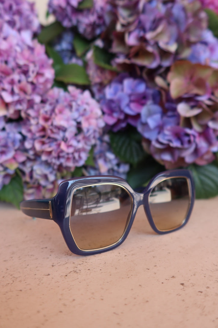 Tiffany & Co. Blue & Gold Oversized Square Sunglasses
