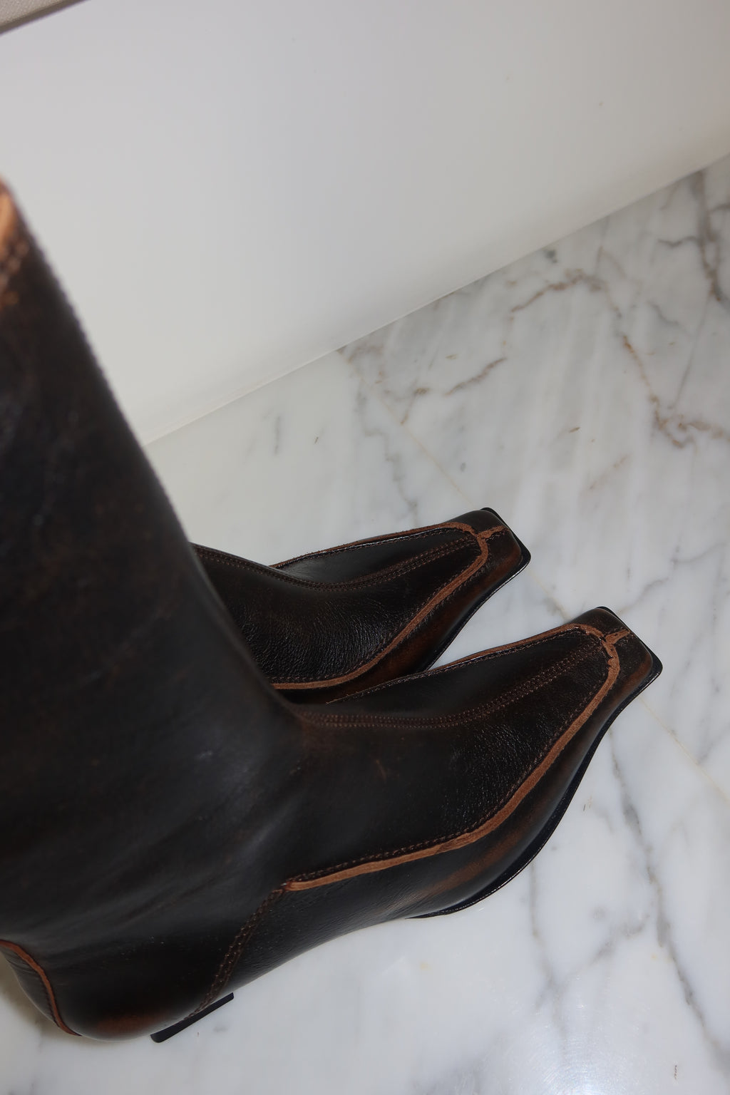 Miista Black Leather Sculptural Heel Ankle Boots