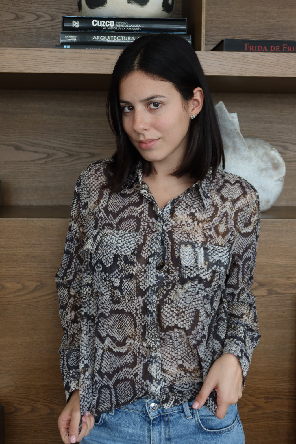 Massimo Dutti Snakeskin-Print Blouse