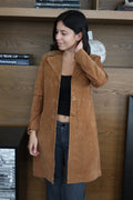 Axen B Camel Suede Long Coat