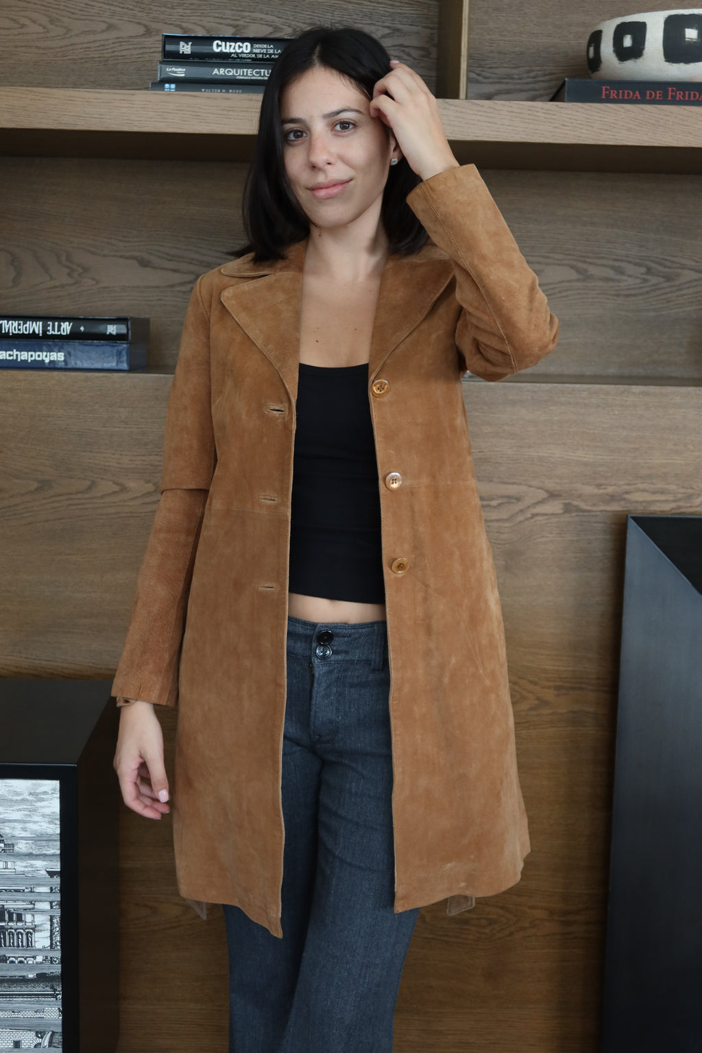 Axen B Camel Suede Long Coat