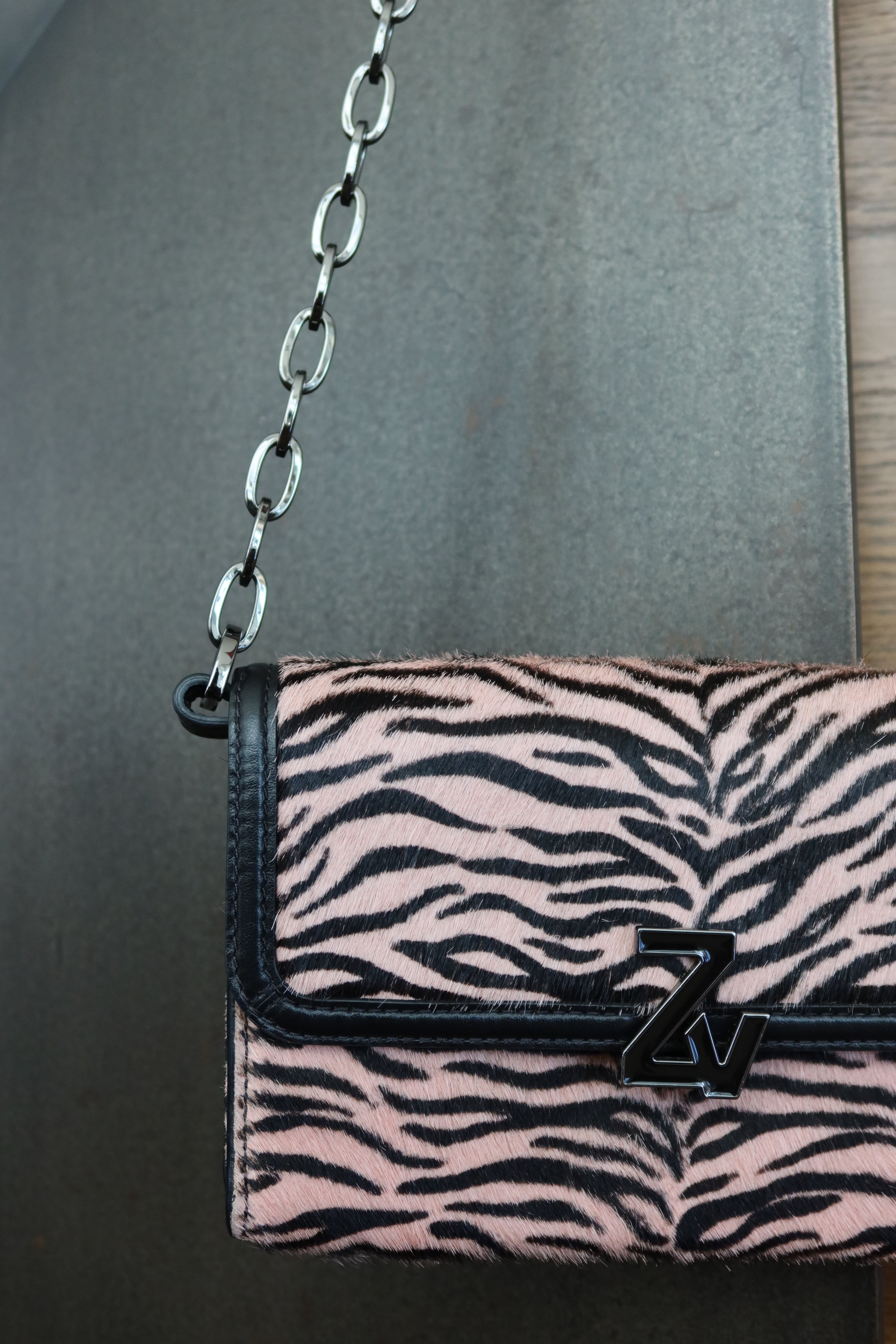 Zadig & Voltaire Pink Zebra Print Shoulder Bag