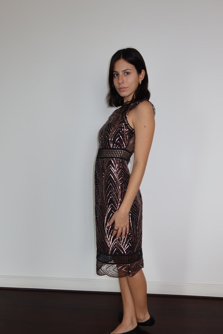 Vestido de Lentejuelas Rose Gold de Saylor