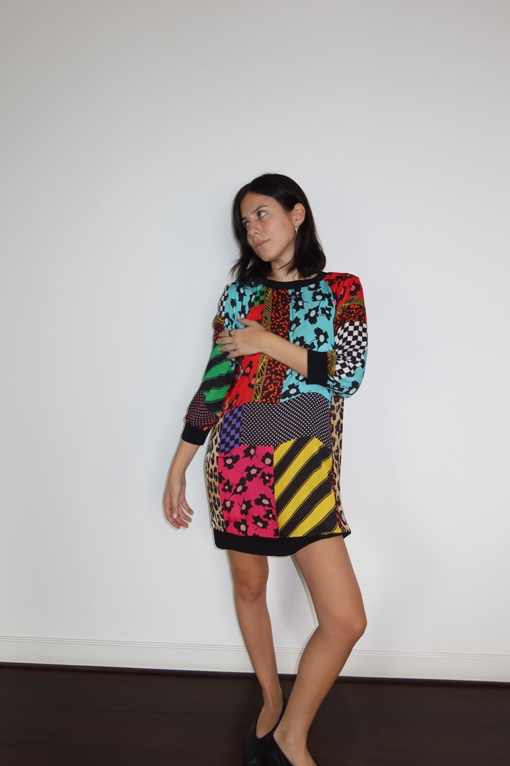 Alice + Olivia Patchwork Print Mini Dress