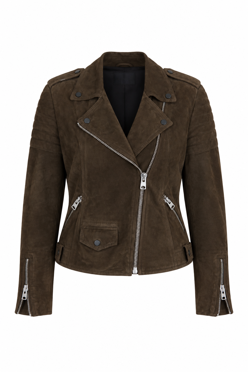 AllSaints Brown Suede Biker Jacket
