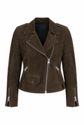AllSaints Brown Suede Biker Jacket
