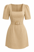 Intermix Beige Belted Mini Dress