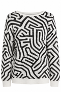 Sandro Abstract Print Knit Sweater