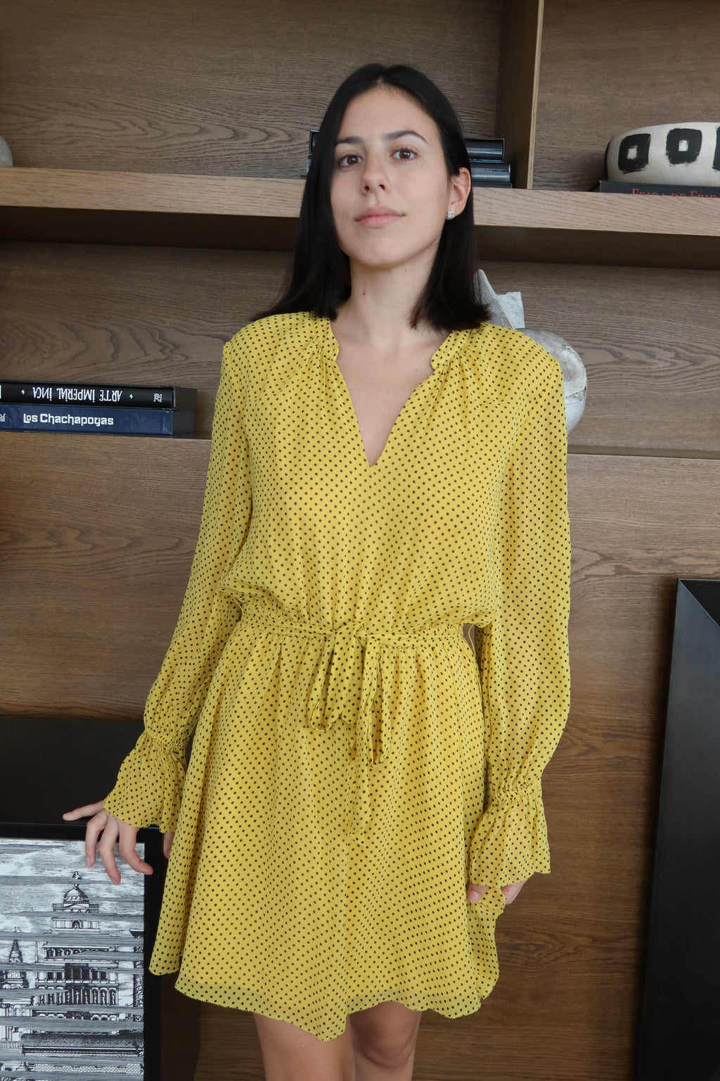 Joie Vestido Mini Amarillo de Lunares 