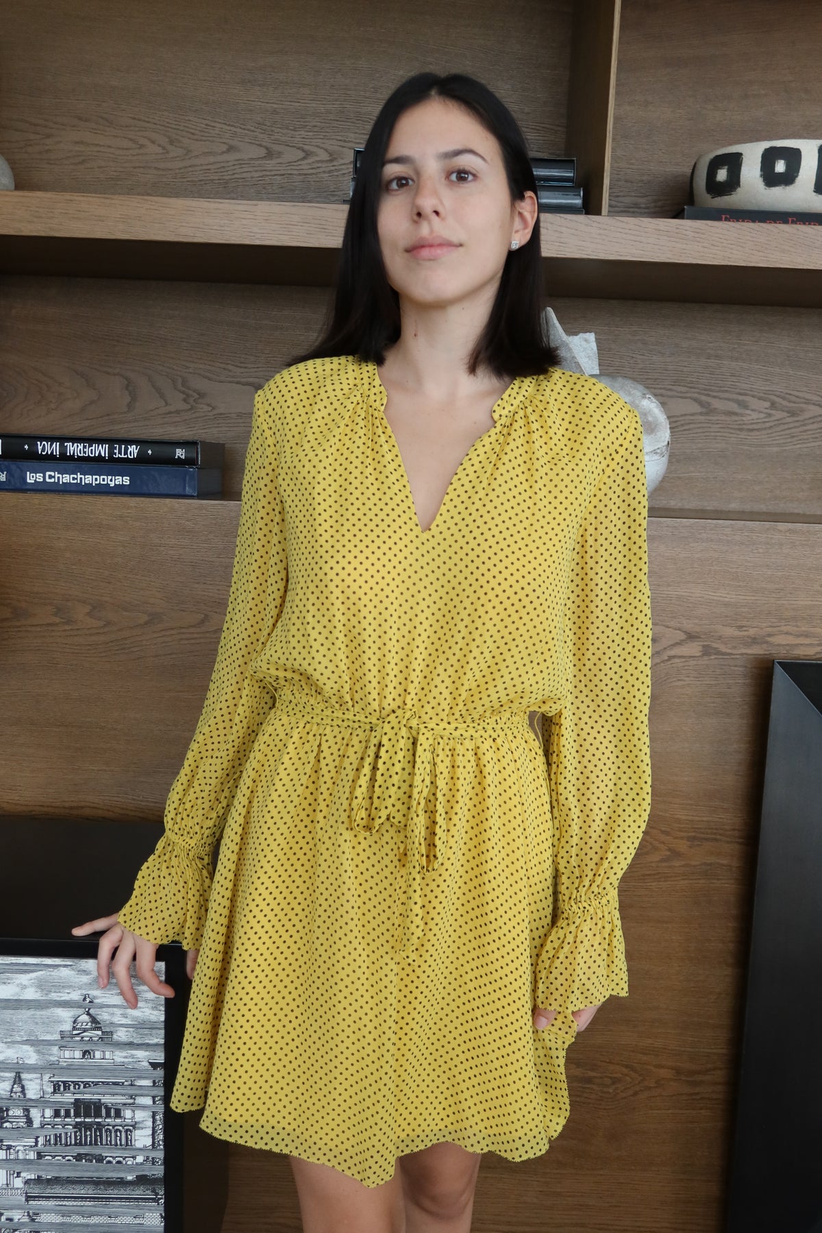 Joie Vestido Mini Amarillo de Lunares 