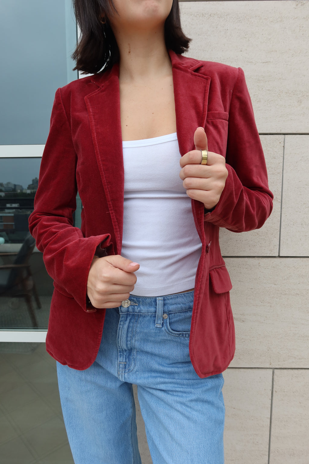 Zadig & Voltaire Burgundy Velvet Blazer