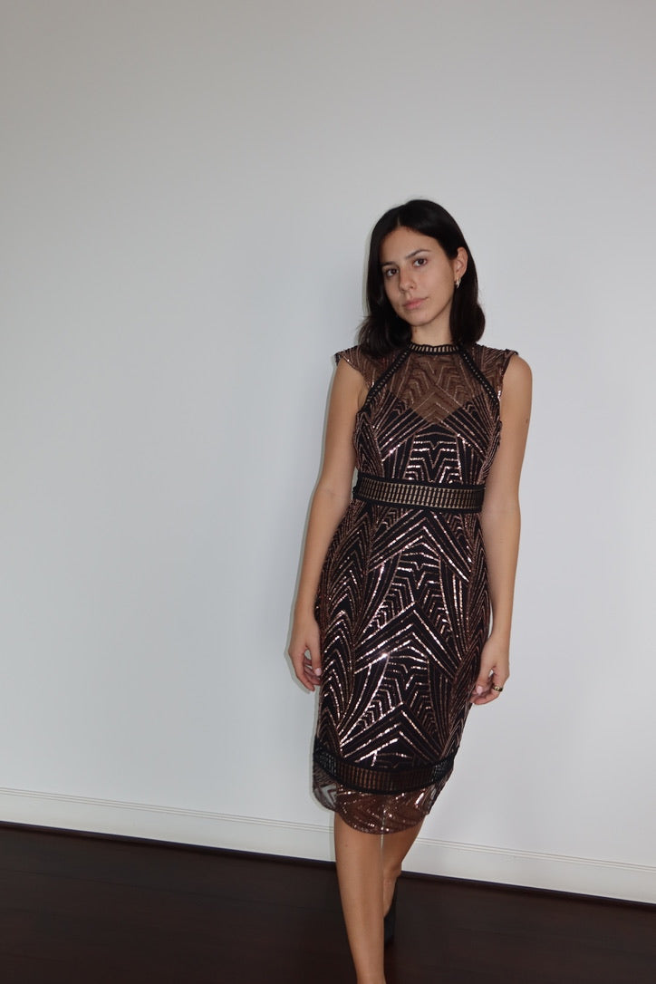 Vestido de Lentejuelas Rose Gold de Saylor