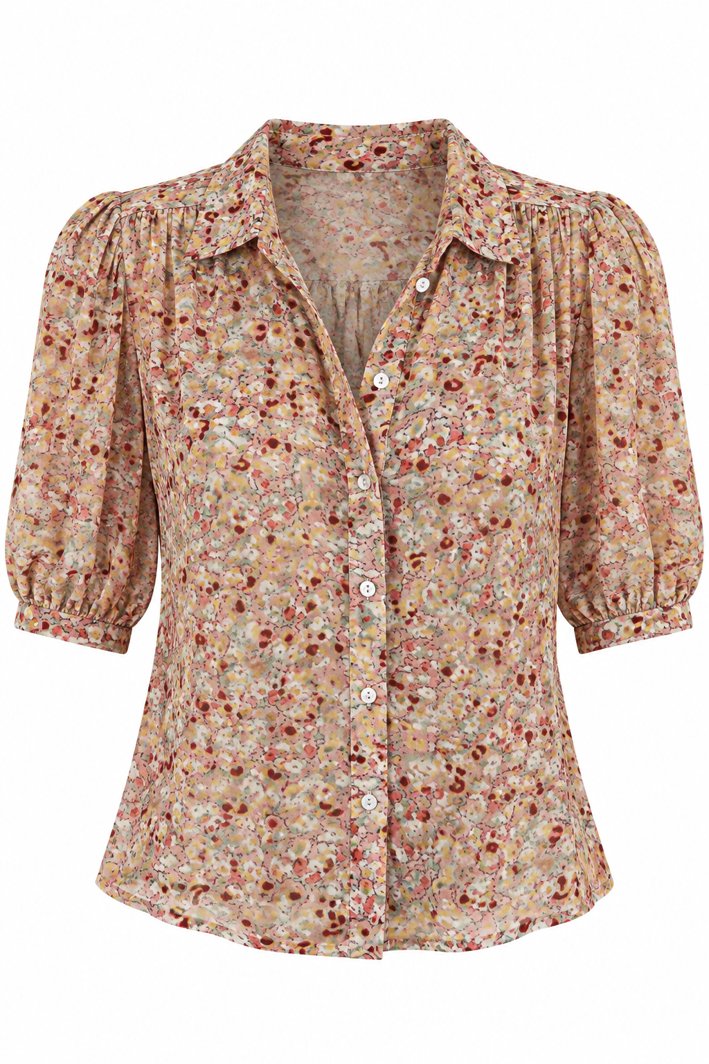 ba&sh Floral Print Puff-Sleeve Blouse