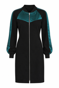 Maje Black & Emerald Zip-Front Dress