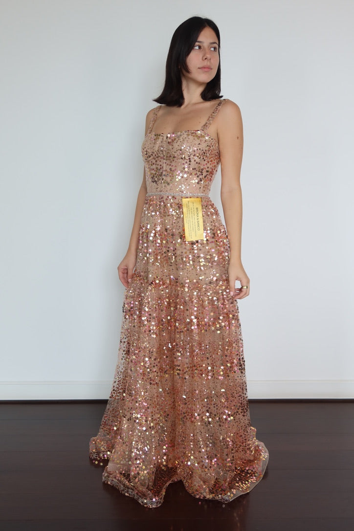 Bronx & Blanco Sparkly Champagne Gown