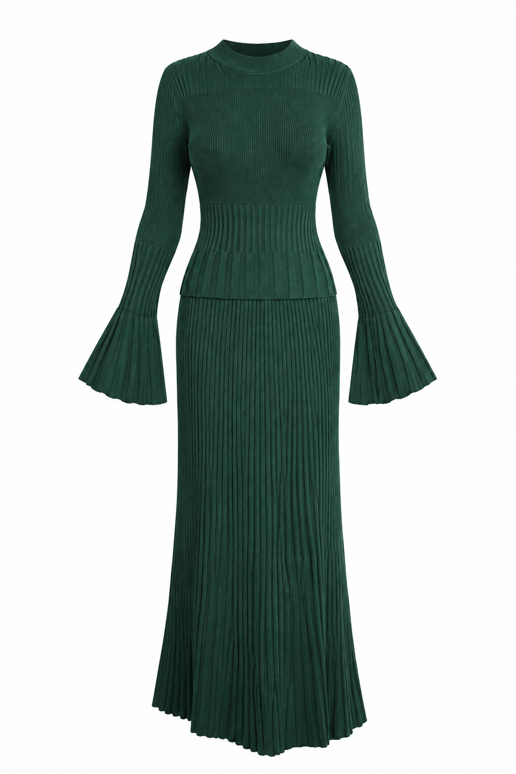 Zimmermann Forest Green Ribbed Knit Set