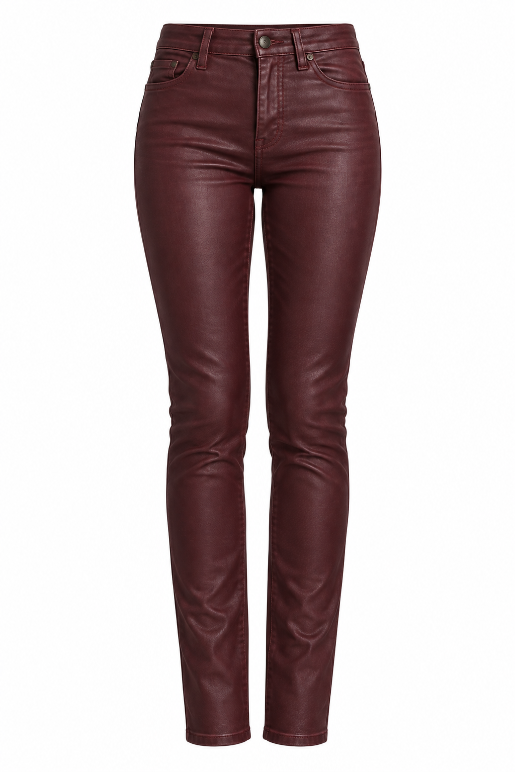 7 For All Mankind Burgundy Coated Skinny Jeans