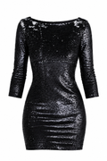 IRO Black Sequin Backless Mini Dress