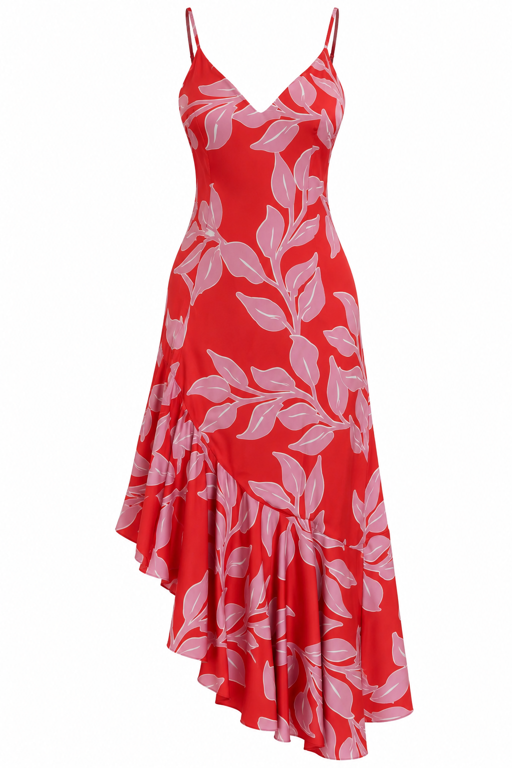 PatBO Vestido Midi Rojo con Estampado Floral