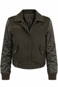 FRAME Olive Cropped Bomber Jacket
