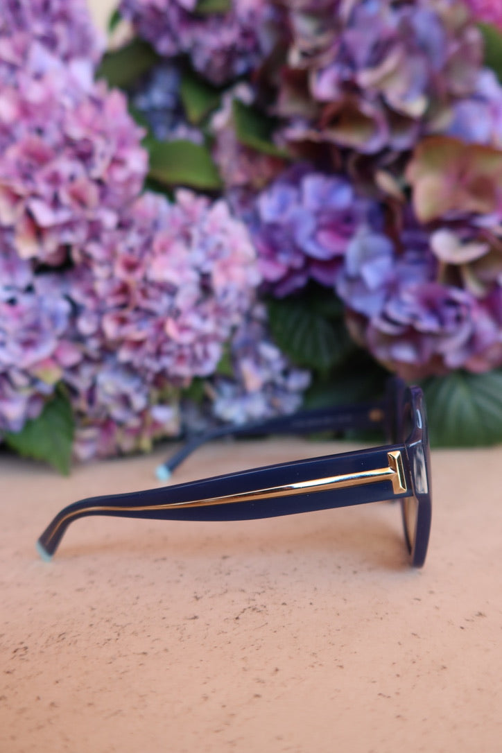 Tiffany & Co. Blue & Gold Oversized Square Sunglasses