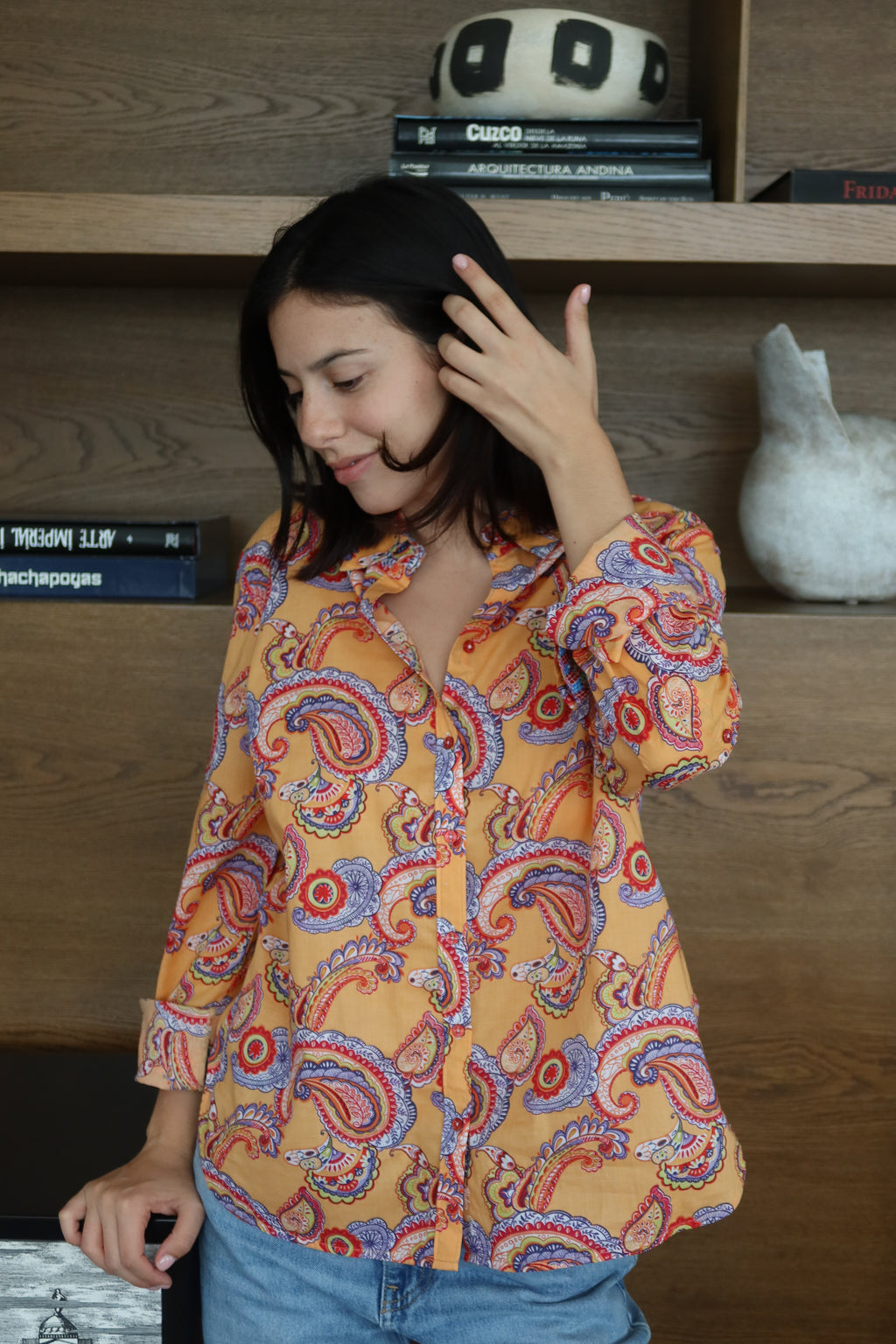 Robert Graham Yellow Paisley-Print Blouse
