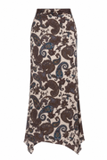 Vogana Paisley Asymmetric Midi Skirt
