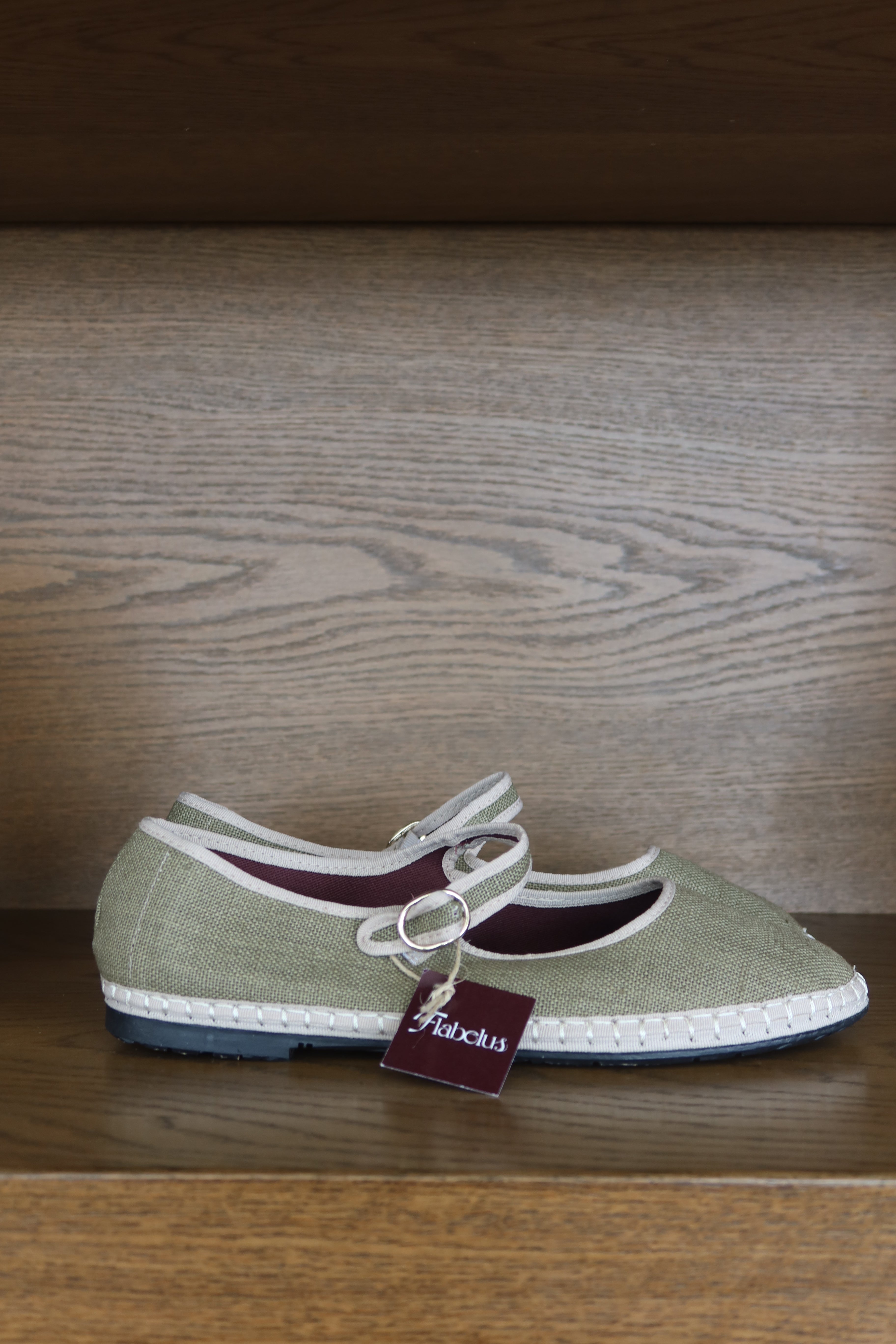 Flabelus Linen Mary Jane Ballet Flats