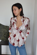Camisa Estampada de Satén Céline