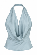 Reformation Top Halter de Seda Celeste