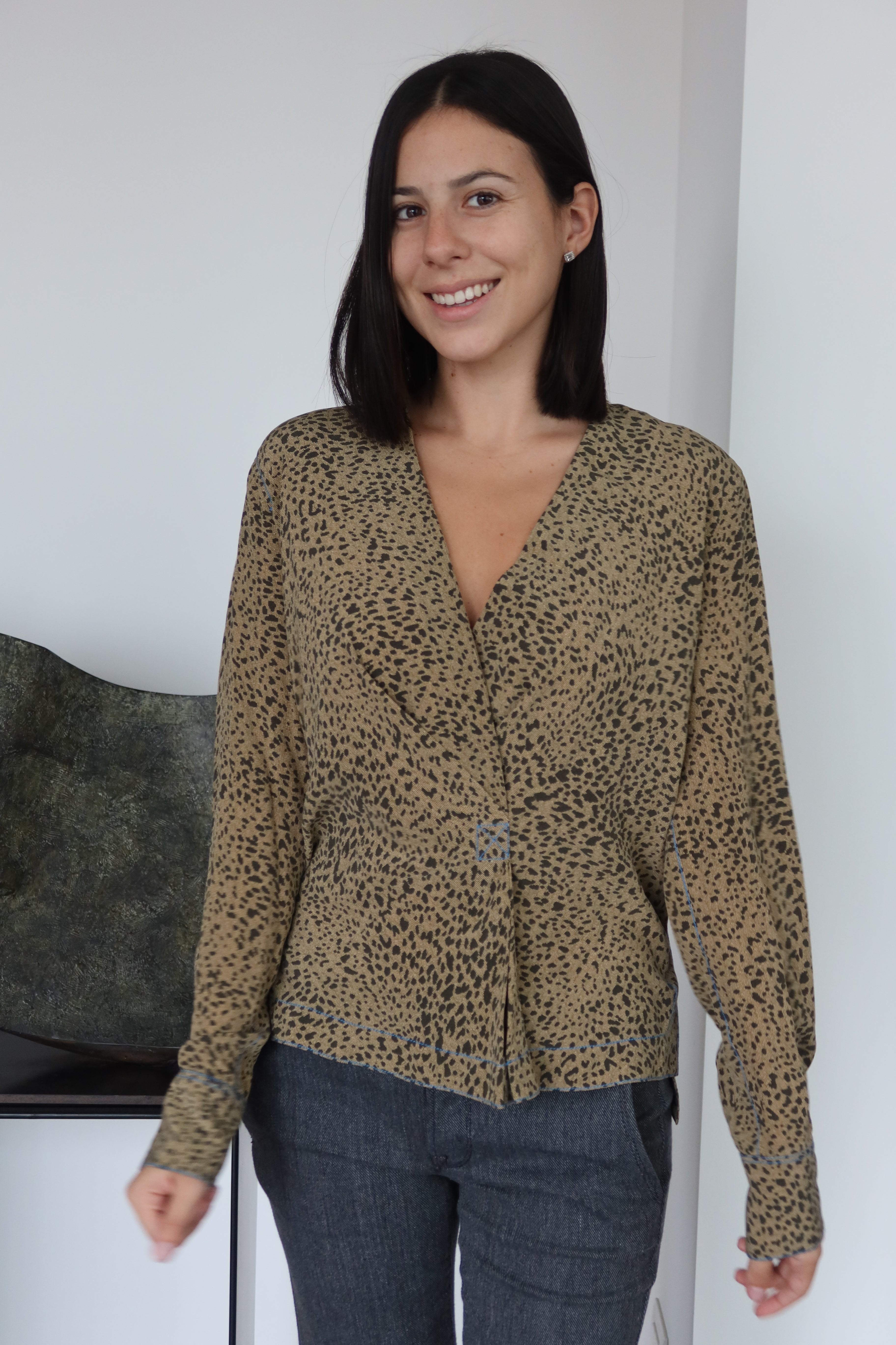 Blusa Animal Print con Escote en V Rag & Bone