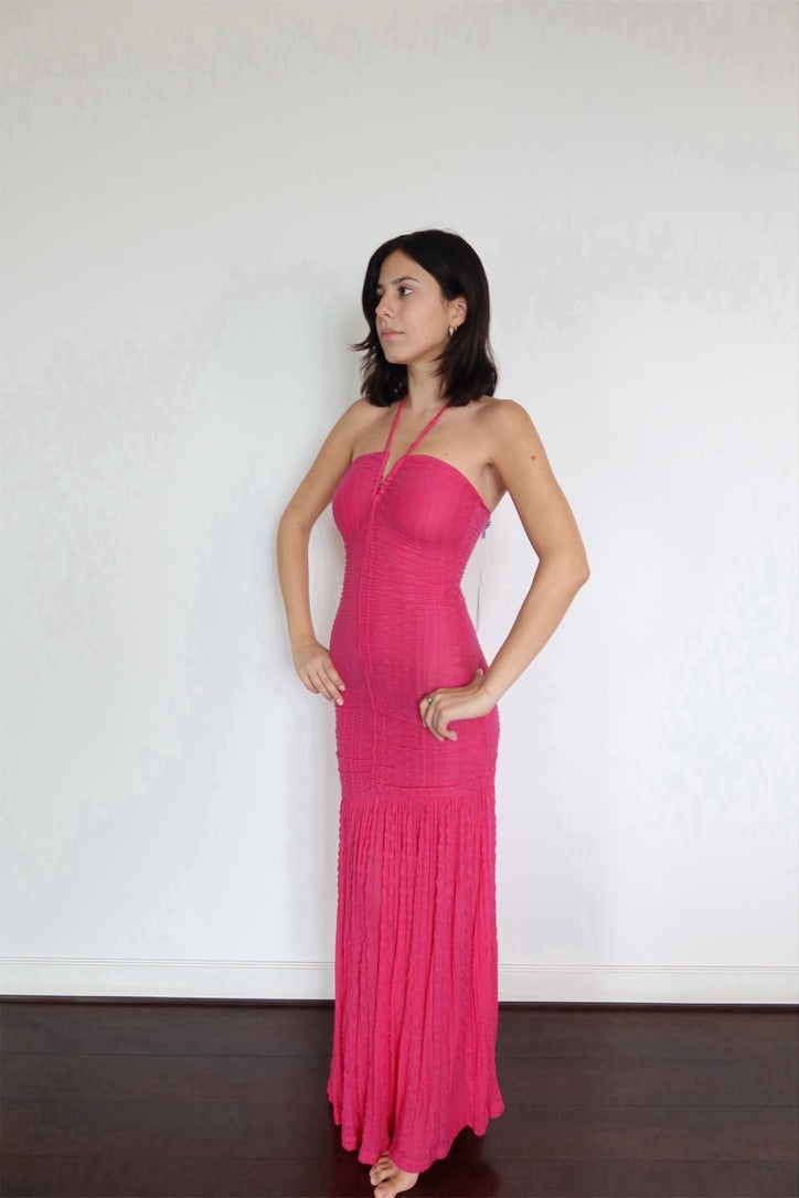 Ganni Ruched Bodycon Maxi Dress