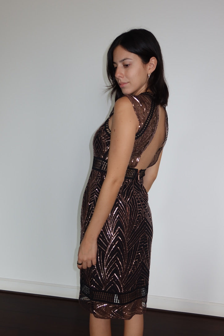 Vestido de Lentejuelas Rose Gold de Saylor