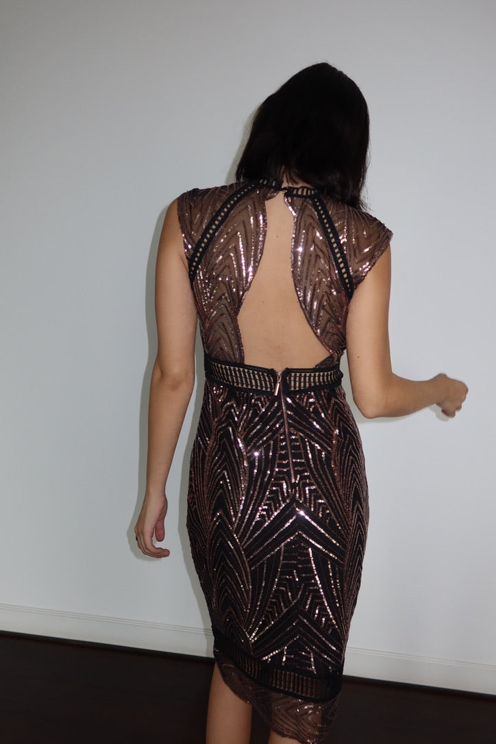 Vestido de Lentejuelas Rose Gold de Saylor