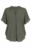 Vince Olive Oversized V-Neck Blouse