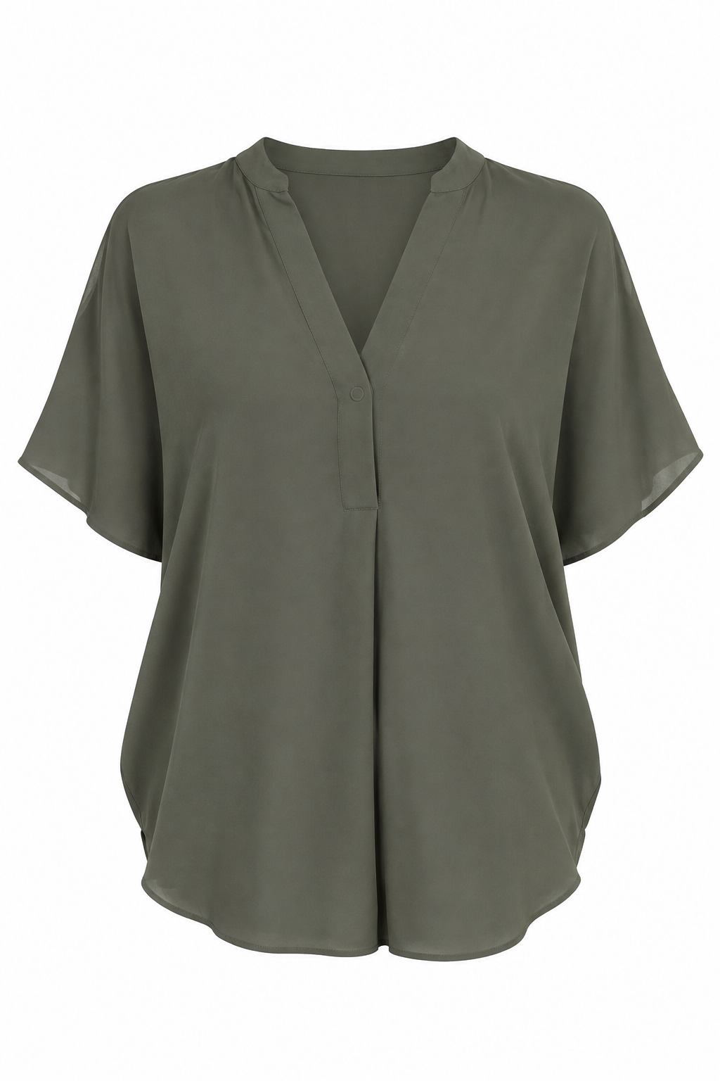Vince Olive Oversized V-Neck Blouse