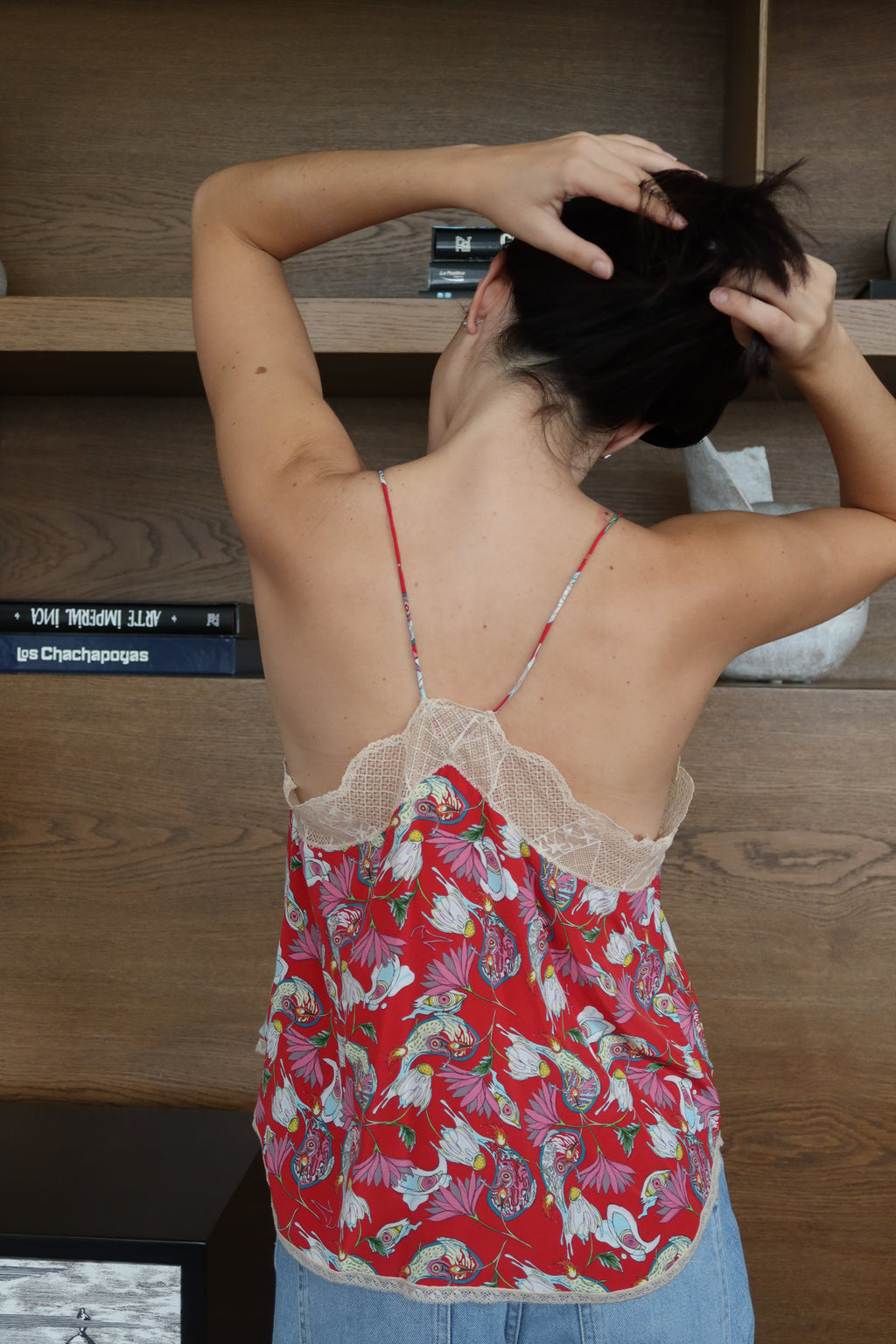 Zadig & Voltaire Red Floral Lace Cami Top