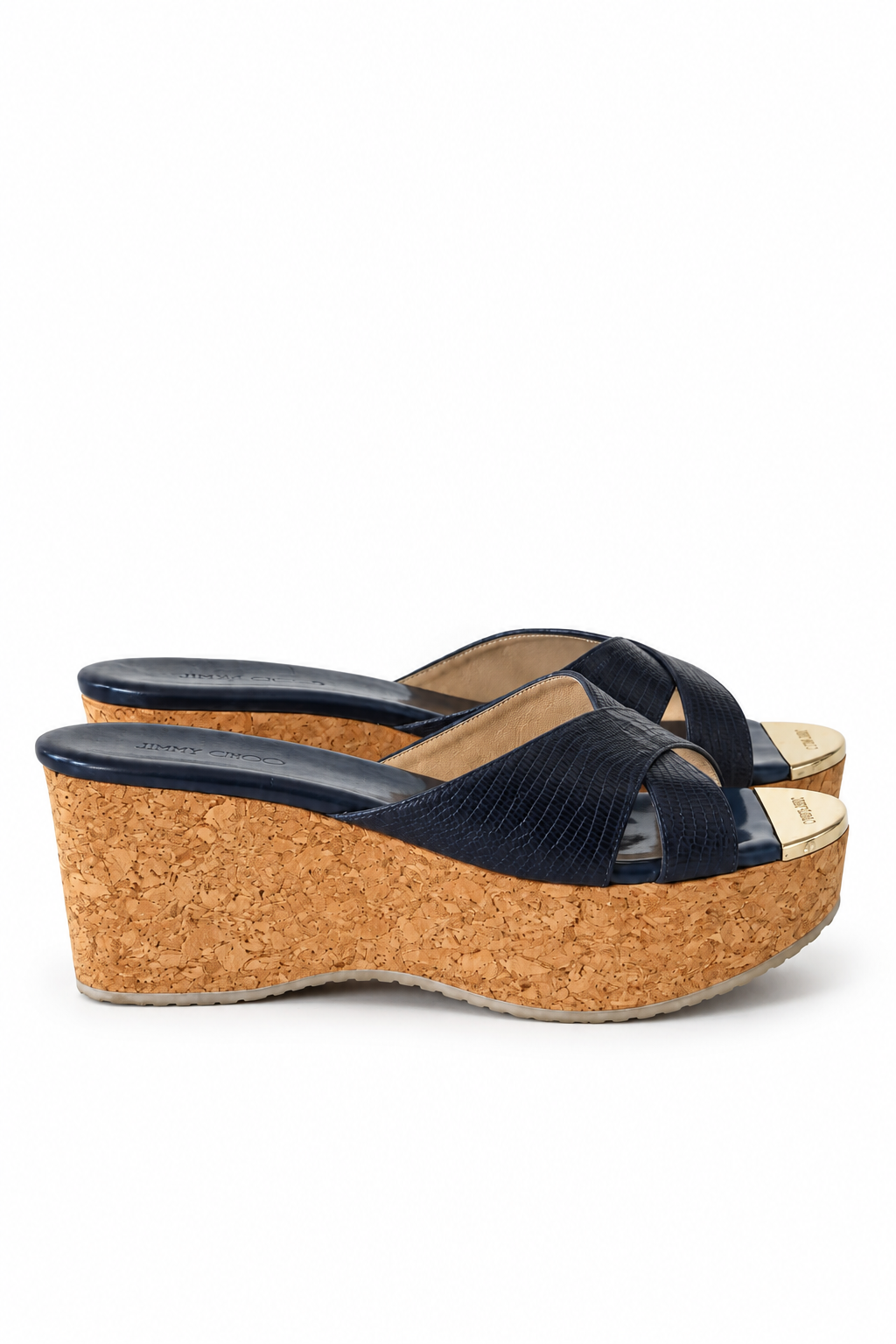 Jimmy Choo Blue Cork Wedges