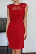 Vestido The Kooples Rojo con Detalles de Encaje