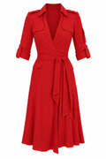 Vestido Rojo Cruzado Estilo Utility Diane von Furstenberg