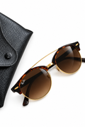 Ray-Ban Brown & Gold Clubround Sunglasses