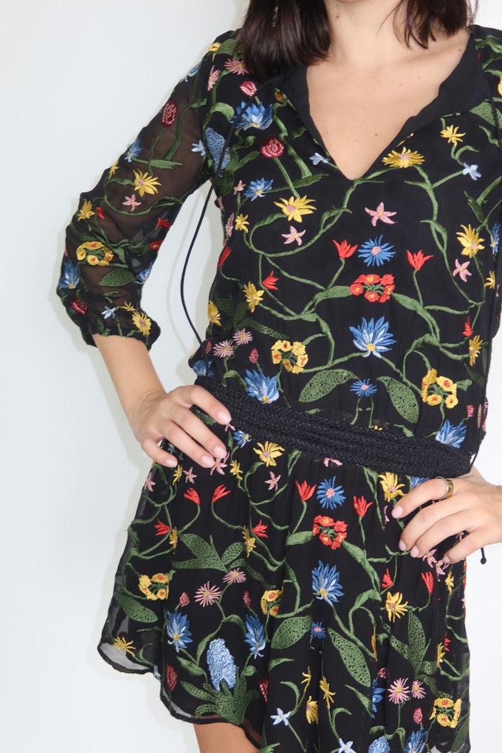 Alice + Olivia Floral Embroidered Dress