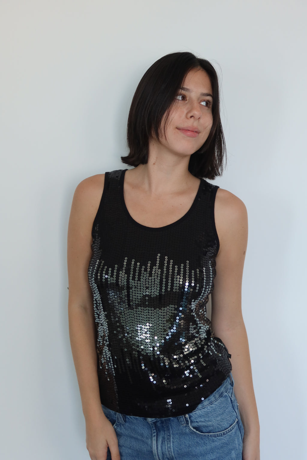 Michael Kors Black Sequin Top