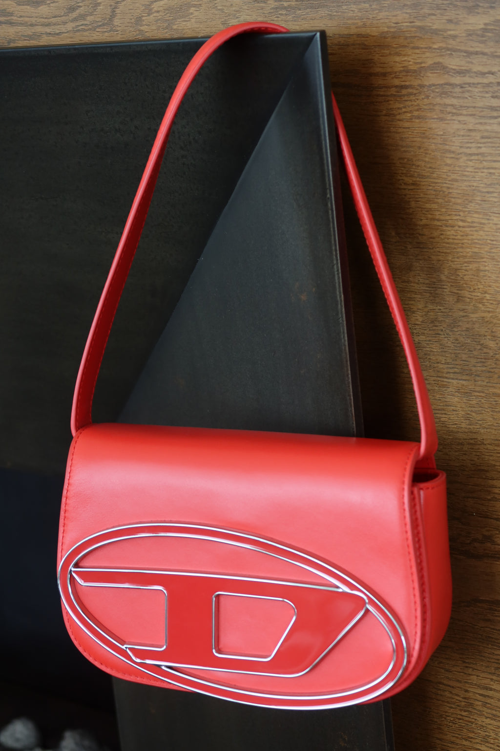 Diesel Red Leather Shoulder Bag